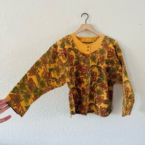 Vintage High Advantage Mustard Yellow Floral Popover Shirt